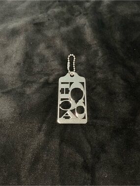Coach Silver Logo Tag Keychain Charm